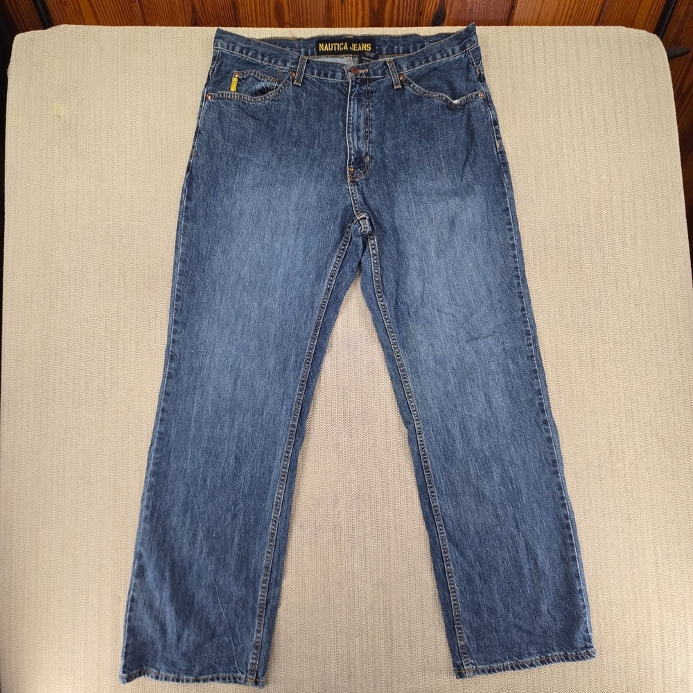 Nautica Jeans Mens 36x32 Blue Denim Relaxed Straight Leg Vintage Y2K